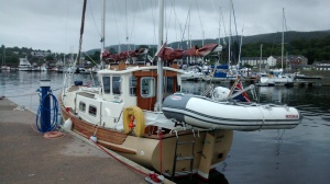 first trip out of marina up to Holy loch Marina. Davits working well